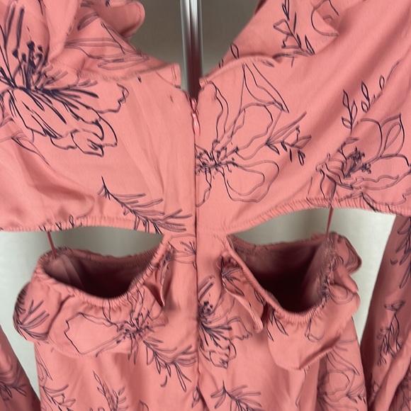 OPEN EDIT pink floral Cutout Long Sleeve Minidress size Large NWT - Picture 12 of 14